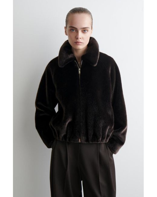 COS Black Fur-Effect Jacket