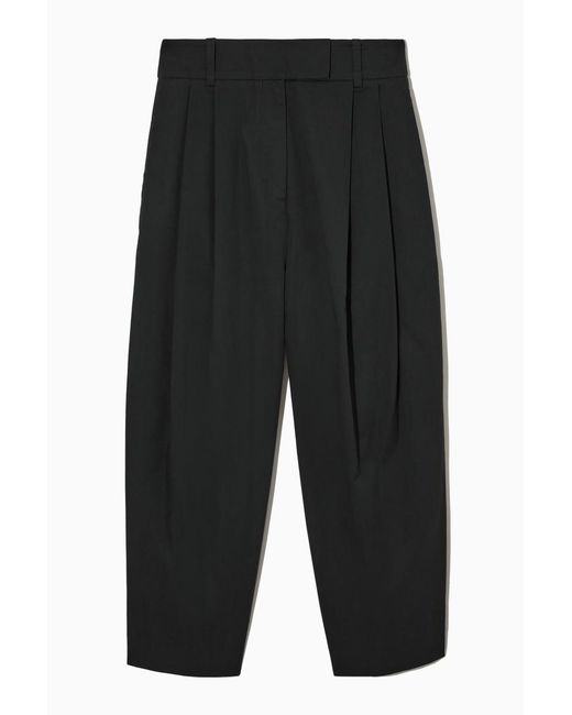 COS Black Pleated Barrel-Leg Chinos