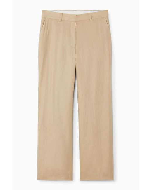 COS Natural Linen-blend Flared Pants