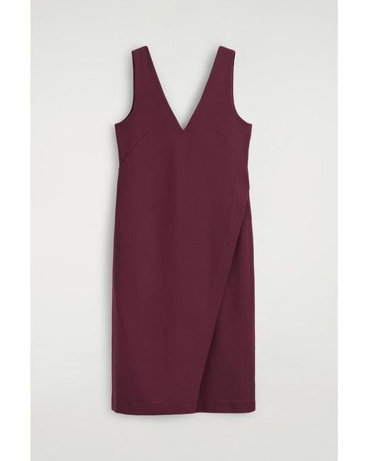 COS Purple V-Neck Wrapped Midi Dress