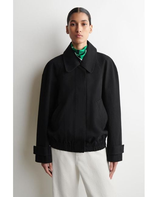 COS Black Rounded Cotton Blouson Jacket