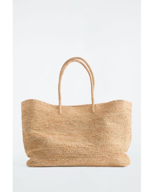 COS Natural Oversized Hand-woven Tote Bag - Raffia