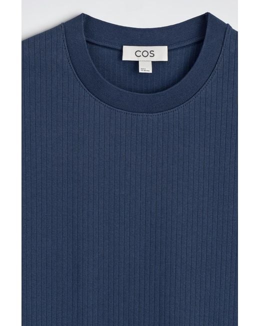 COS Blue Heavyweight Ribbed T-Shirt for men