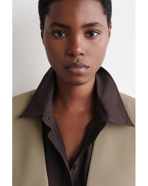 COS Natural Collarless Wool-Twill Blazer