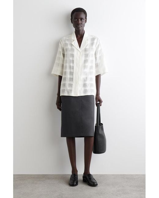 COS White Sheer Checked Resort Shirt