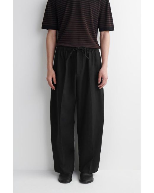 COS Black Barrel-Leg Drawstring Pants for men