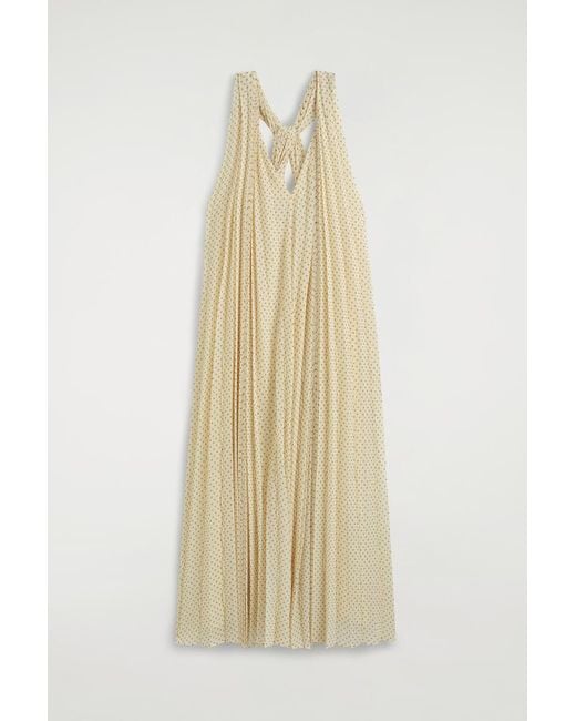 COS White Tie-Detail Pleated Georgette Maxi Dress