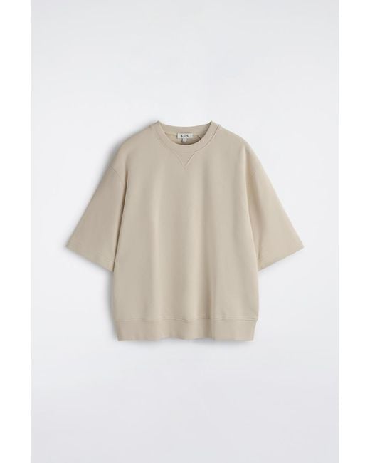 COS White Oversized Short-Sleeved Cotton Sweatshirt for men