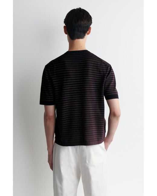 COS Blue Striped Knitted Cotton T-Shirt for men