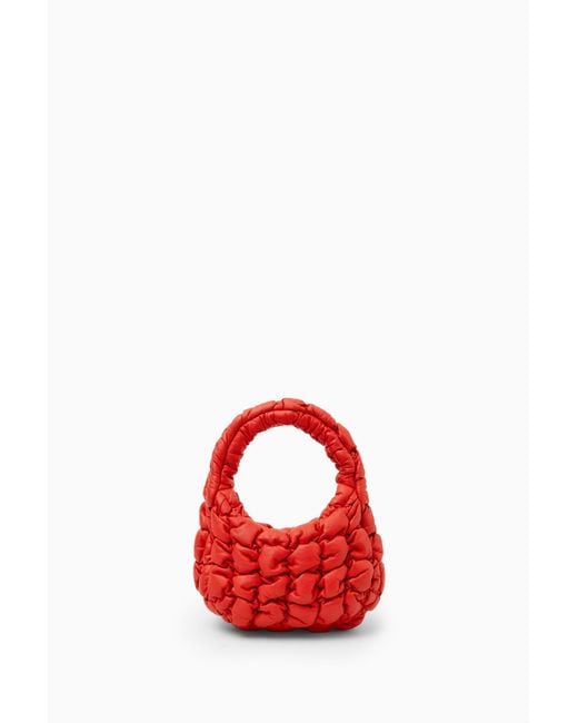 COS Red Quilted Micro Bag - Leather