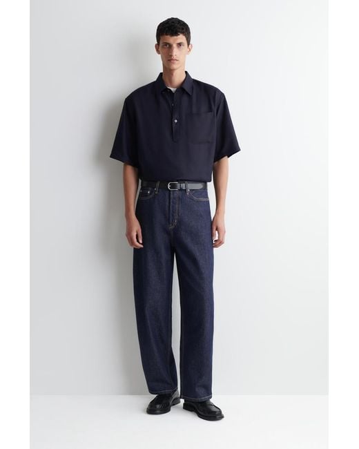 COS Blue Oversized Popover Shirt for men