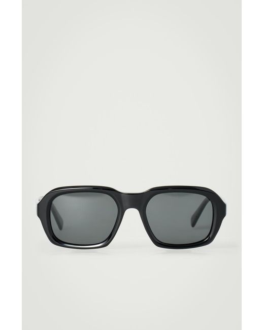 COS Black Square-Frame Aviator Sunglasses for men