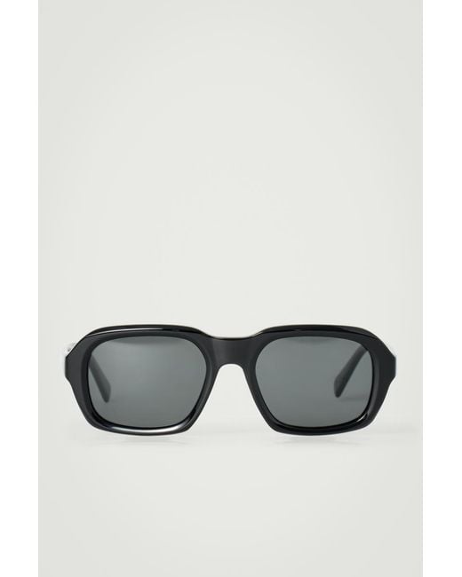 COS Black Square-Frame Aviator Sunglasses for men