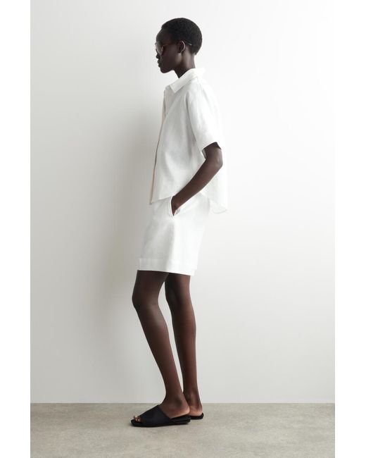 COS White Oversized Short-Sleeved Linen Shirt