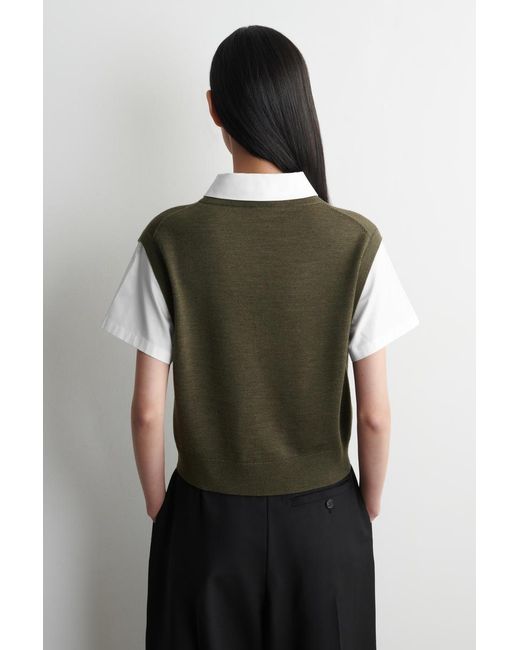 COS Green Layered Merino Wool Sweater Tank