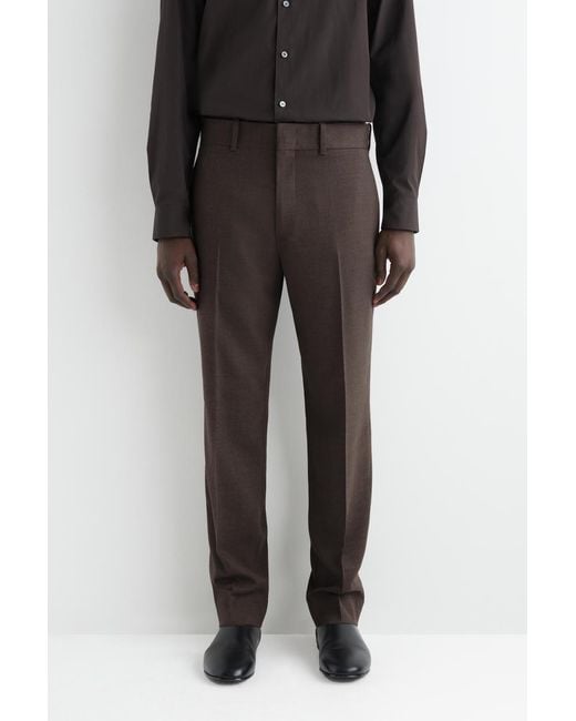 COS Brown Wool Regular-Fit Tapered Trousers for men