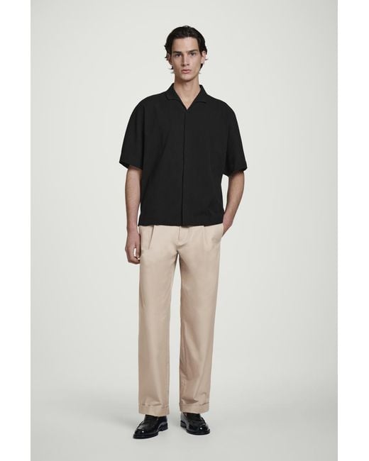COS Black Crinkled-Cotton Shirt for men