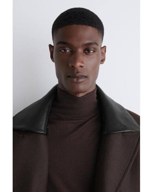 COS Brown Slim Wool-Jersey Roll Neck Top for men