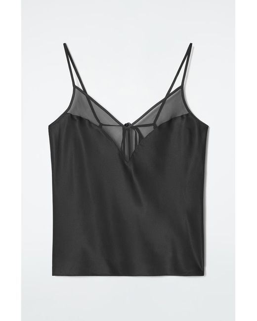 COS Black Sheer-panel Silk Cami Top