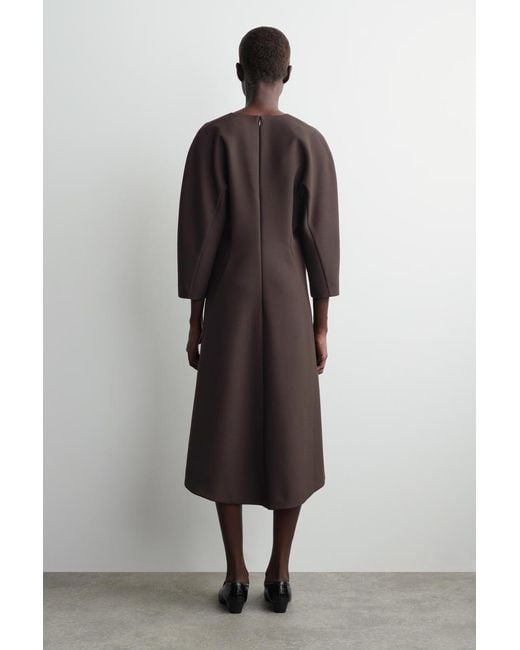 COS Black Sculpted Long-Sleeved Midi Dress