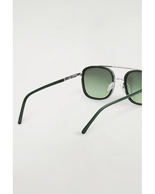 COS Green Round-Frame Aviator Sunglasses for men