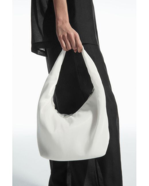 COS White Mini Sling High-shine Shoulder Bag