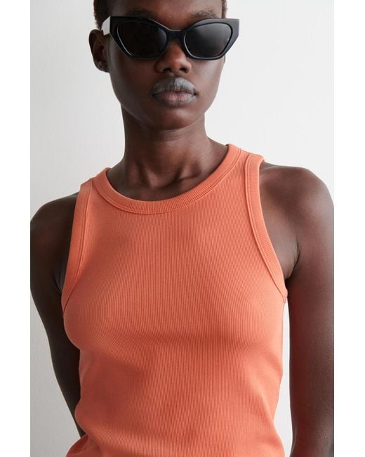 COS Orange Ribbed Tank Top