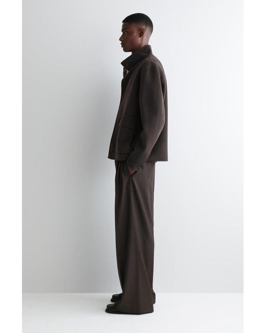 COS Black Double-Faced Wool Funnel Neck Jacket for men