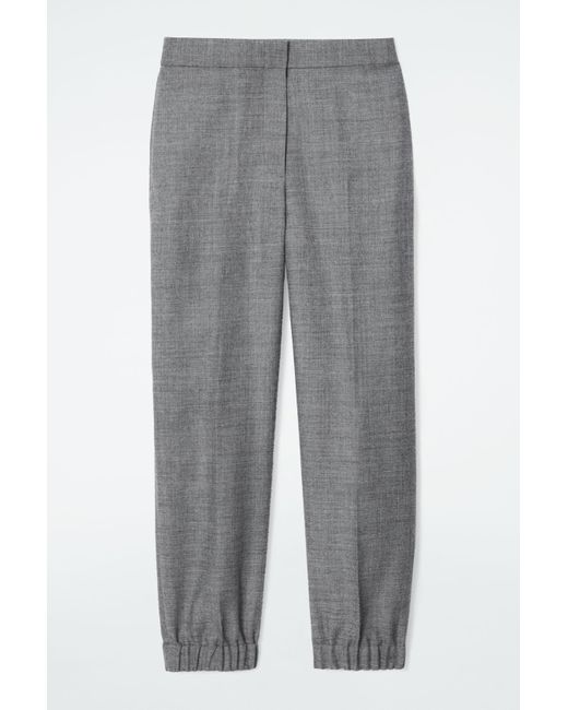 COS Gray Elasticated Wool-flannel Trousers