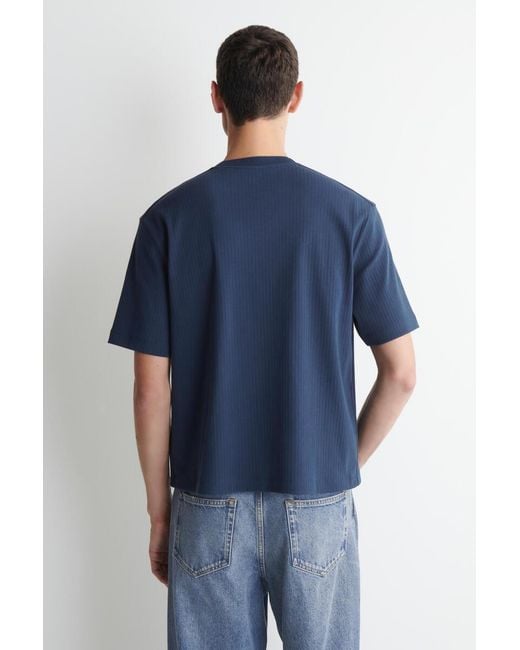 COS Blue Heavyweight Ribbed T-Shirt for men