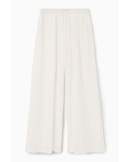 COS White Semi-sheer Drawstring Trousers