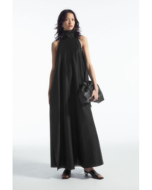 COS Black Halterneck A-line Maxi Dress