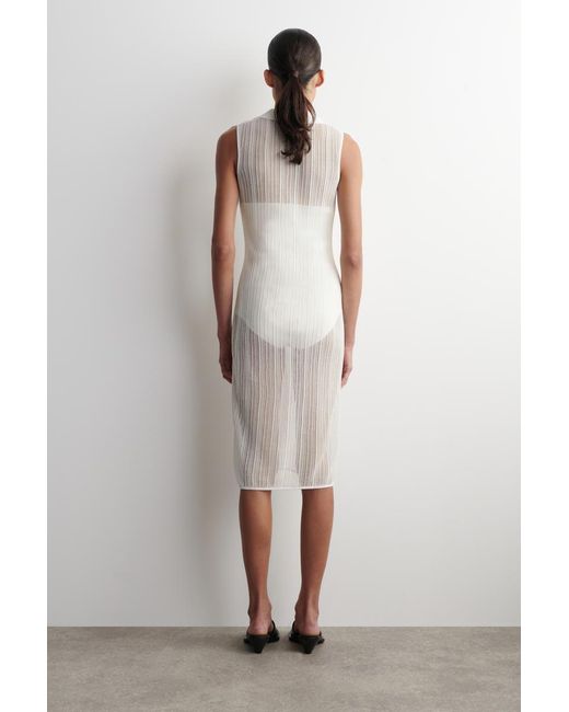 COS White Sheer Lace-Knit Dress