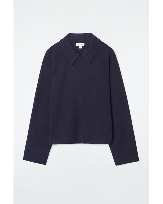 COS Blue Boiled-wool Zip-up Cardigan