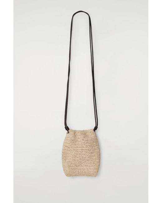 COS White Drawstring Phone Pouch - Straw In Beige