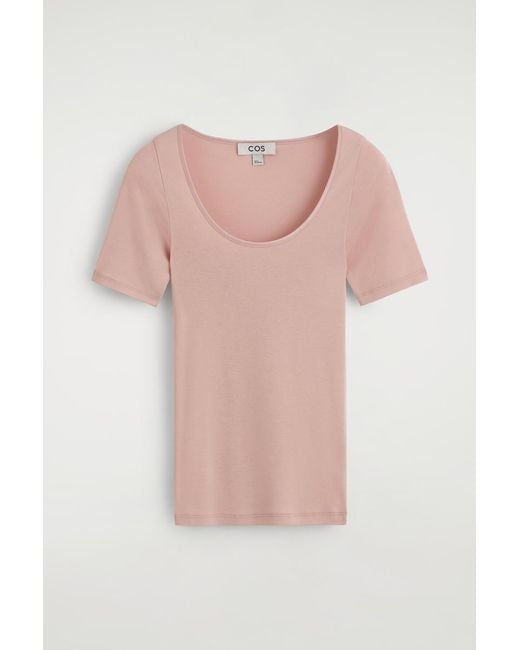 COS Pink Satin-Trimmed Cotton-Jersey T-Shirt