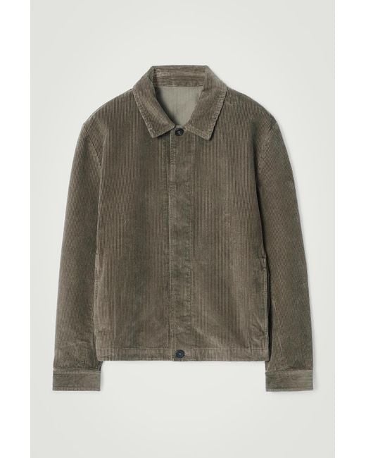 COS Green Relaxed Cotton-Corduroy Overshirt for men