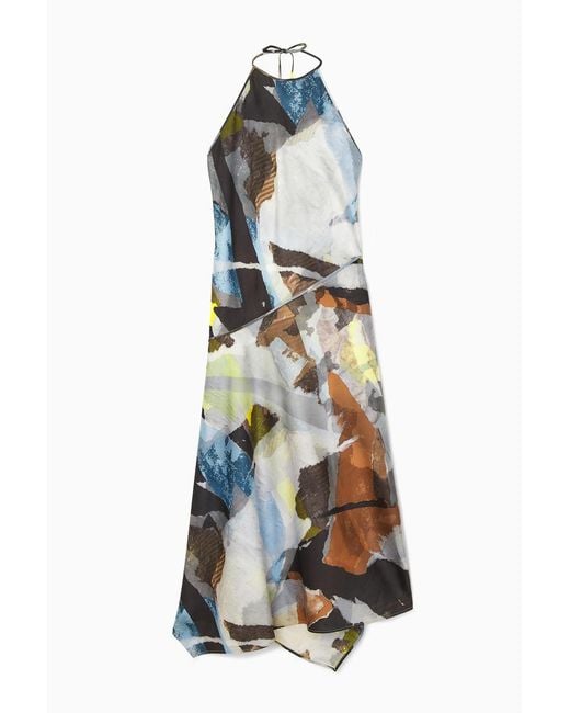 COS White Printed Asymmetric Midi Dress