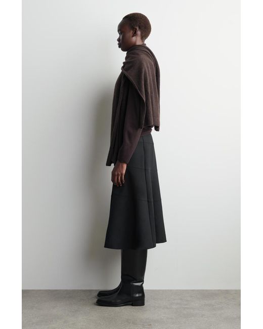 COS Black Curved A-Line Midi Skirt