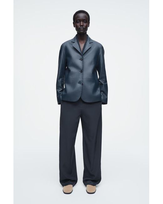 COS Blue Lockere Seidenhose