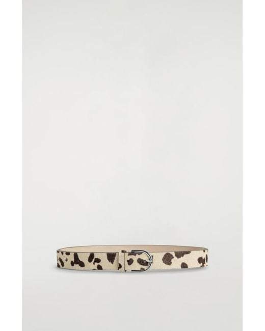 COS Natural Animal-Print Pony Hair-Effect Leather Belt