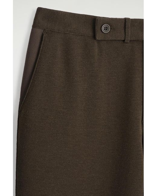 COS Green Knitted Wool Straight-Leg Trousers for men
