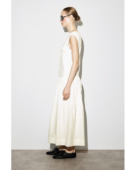 COS White Tiered Gathered Midi Dress