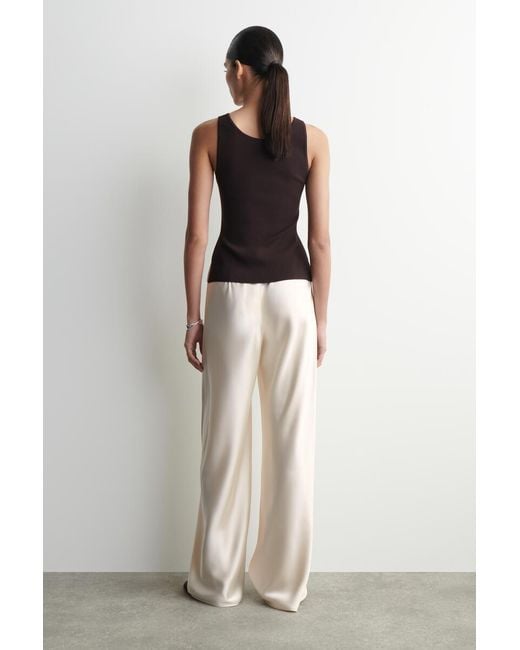 COS White Satin Wide-Leg Trousers