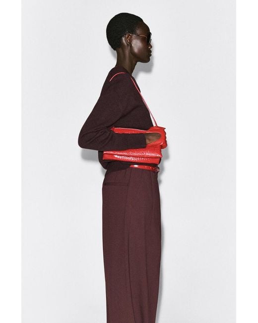 COS Red Leather Driving Gloves