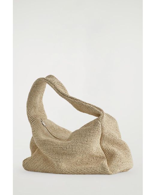 COS Metallic Slouchy Tote Bag - Raffia