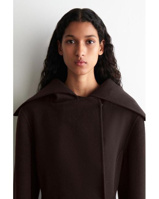 COS Black Sculpted Double-Faced Wool Short Coat