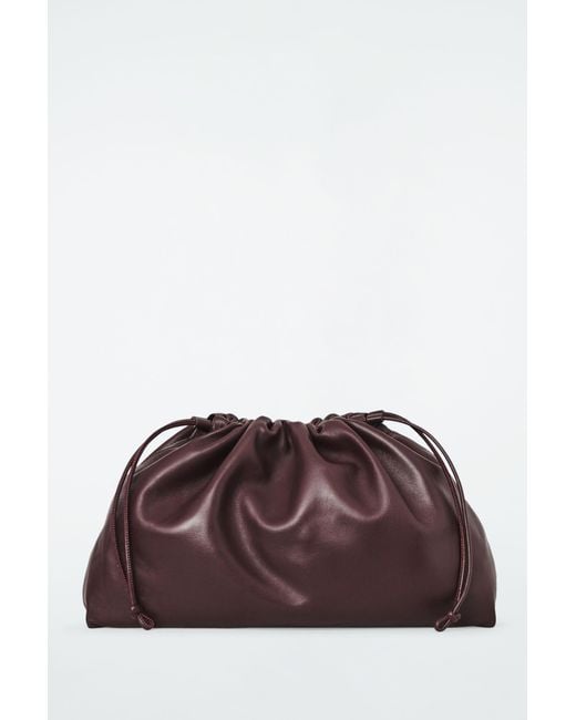 COS Brown Cavatelli Clutch Bag - Leather