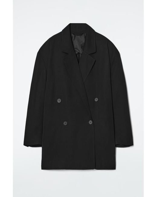 COS Black Oversized Draped Double-breasted Blazer