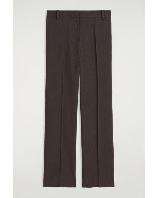 COS Brown Tailored Linen Straight-Leg Trousers